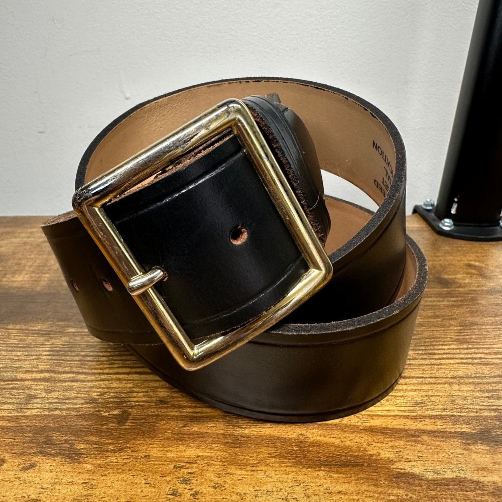 Mens Black Top Grain‎ American Leather Postal Certified Duty Belt Size 42 Gold